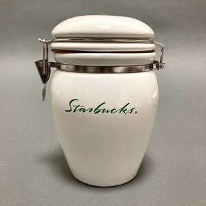 Starbucks Coffee Co. White with Green script large canister