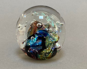 iridescent art glass paperweight, "Spirit of Glass" SW26 by Dan Jurkovich, 1998