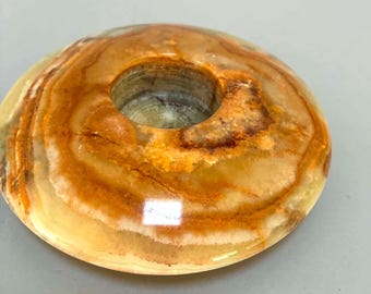 Vintage Banded Onyx Tealight Candle Holder