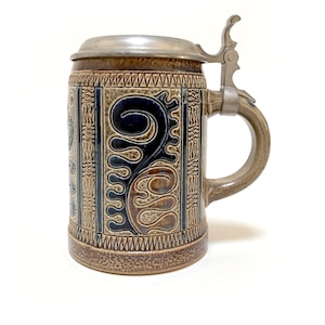 Vintage Marzi and Remy Cobalt Glazed Beer Stein with Pewter Lid