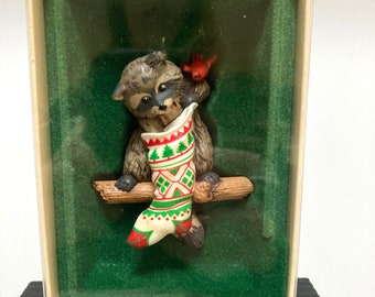 1982 Hallmark Keepsake Ornament Raccoon Surprises