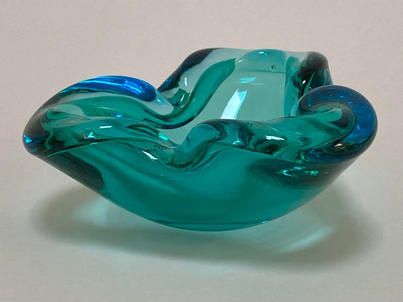 Vintage Midcentury Modern Art Glass Blue Green Turquoise Etsy