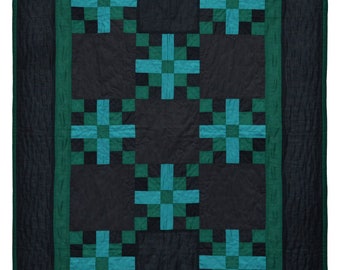 Amische Patchwork Patchwork Quilt, Holmes County, Ohio, Mid Century, mit Herstellername