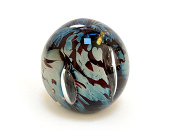 Rollin Karg Art Glass Paperweight: Dichroic Accents, Signed Globe