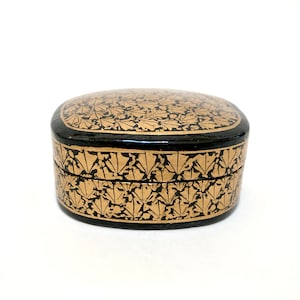 vintage lacquered paper mache trinket or stash box, India