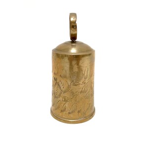 vintage solid brass Sarna bell with etched design, India image 2