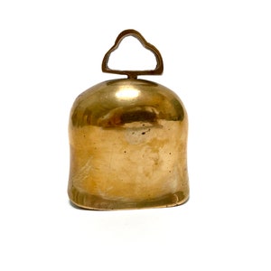 antique vintage solid brass grazing bell for cow, horse or goat, shiny polished surface
