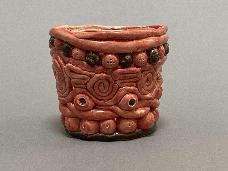Handmade Coil Pottery Flower Pot: Pink Glaze, Child's Art - Etsy
