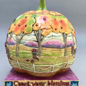 Jim Shore Count Your Blessings Pumpkin fall decor Heartwood Creek 7.5 inch