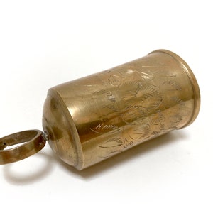 vintage solid brass Sarna bell with etched design, India image 3