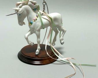 1986 Hallmark Magical Unicorn hand painted limited edition ornament in box full set