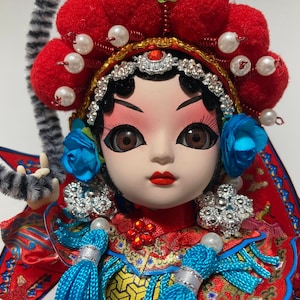 Handcrafted Mu Guiying / Lady General Mu Chinese Opera Doll, in box
