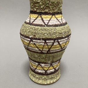 vintage Rossini Originals mid century modern geometric design lava glazed pottery vase, Italy