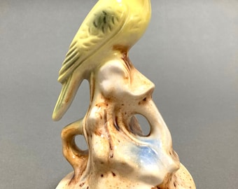 Vintage yellow parakeet on driftwood made in Brazil