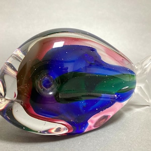 Multi colored glass fish paperweight