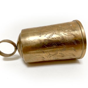vintage solid brass Sarna bell with etched design, India image 4