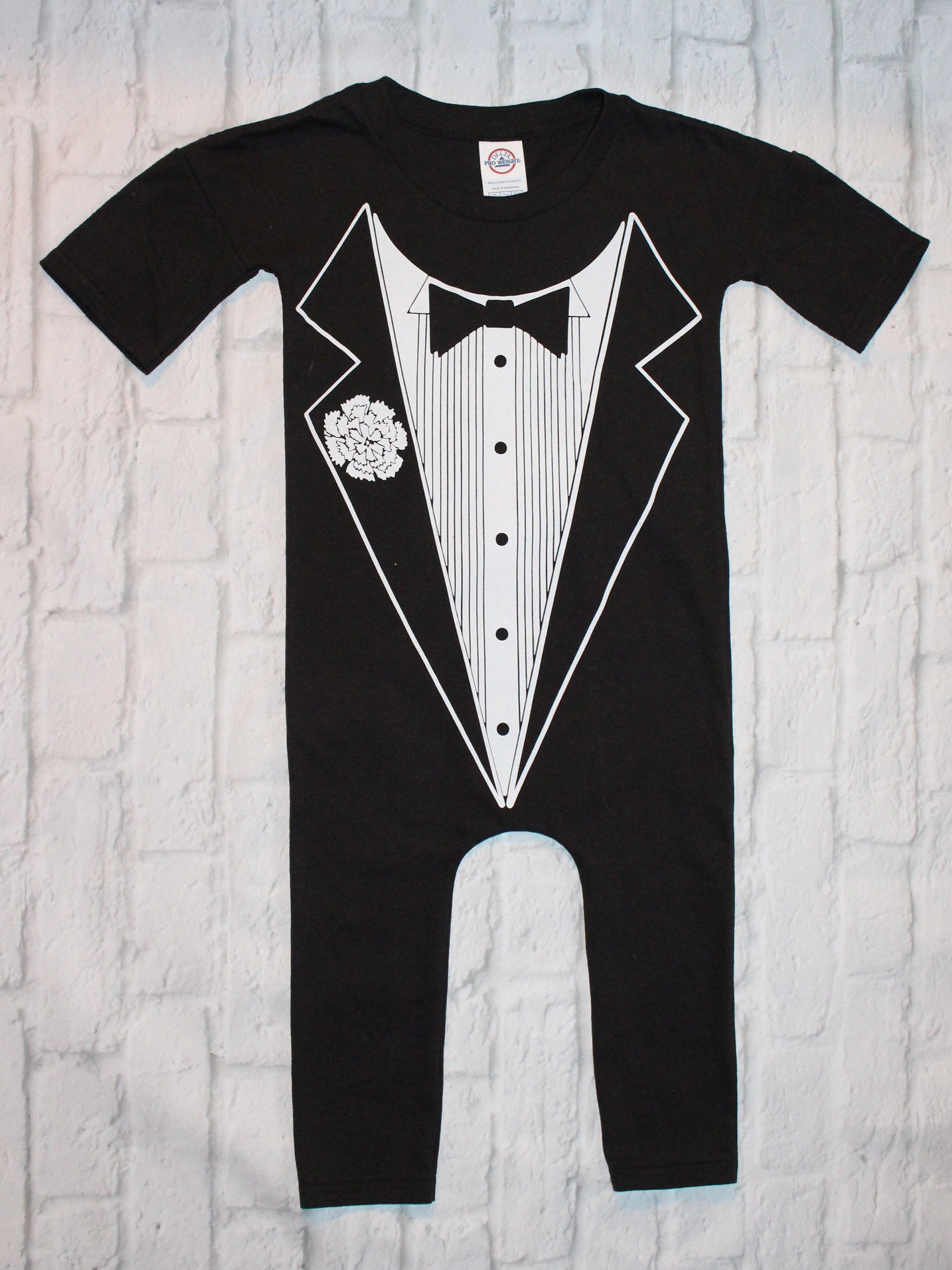 Baby Romper Upcycled Shirt Tuxedo Wedding 3T/4T Toddler 