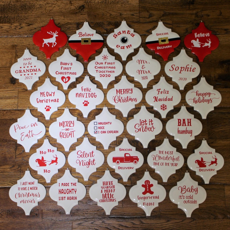 Our First Christmas Together Baby/'s First Xmas Ceramic Tile Christmas Ornament Classic Arabesque Tile Santa Cam Funny Christmas Ornament
