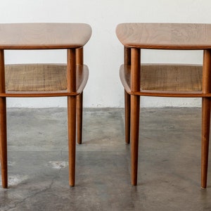 Peter Hvidt & Orla Mølgaard-Nielsen Teak and Cane Side Tables A Pair image 4