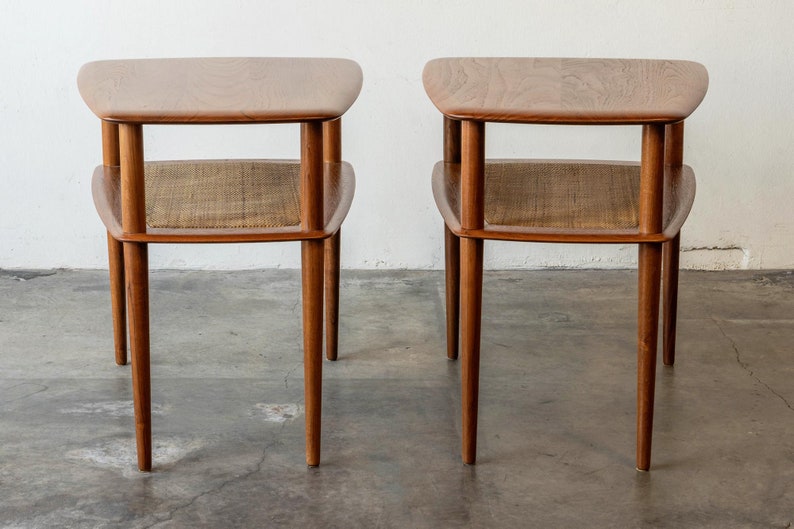 Peter Hvidt & Orla Mølgaard-Nielsen Teak and Cane Side Tables A Pair image 4