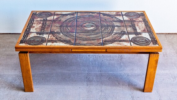 Danish Modern Ceramic Tile Top Coffee Table - Danish Coffee Table With Tiles Danish Modern Ceramic Tile Top Coffee Table - Danish Coffee Table With Tiles