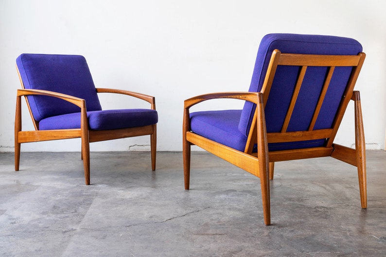 Danish Teak Paper Knife Lounge Chairs by Kai Kristiansen A Pair image 3