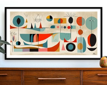 Mid Century Modern Wall Art, Mid Century Home Decor, Mid Century Art Print, Mid Century Boho Wall Art, Mid Century Art, Retro Art Print