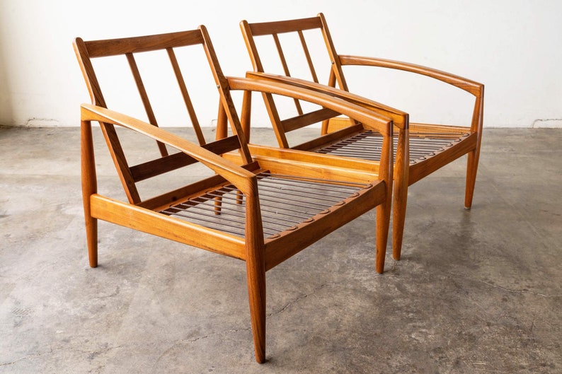 Danish Teak Paper Knife Lounge Chairs by Kai Kristiansen A Pair image 10