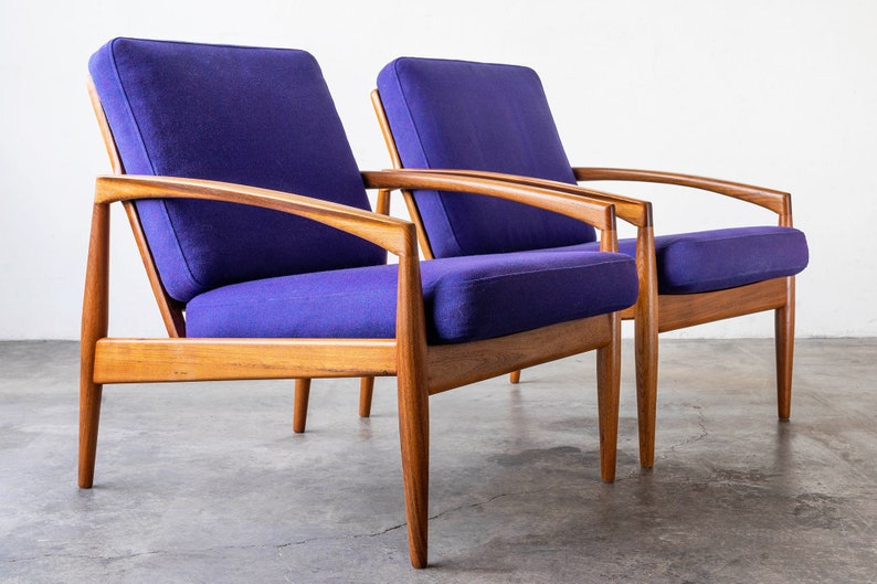 Danish Teak Paper Knife Lounge Chairs by Kai Kristiansen A Pair image 2