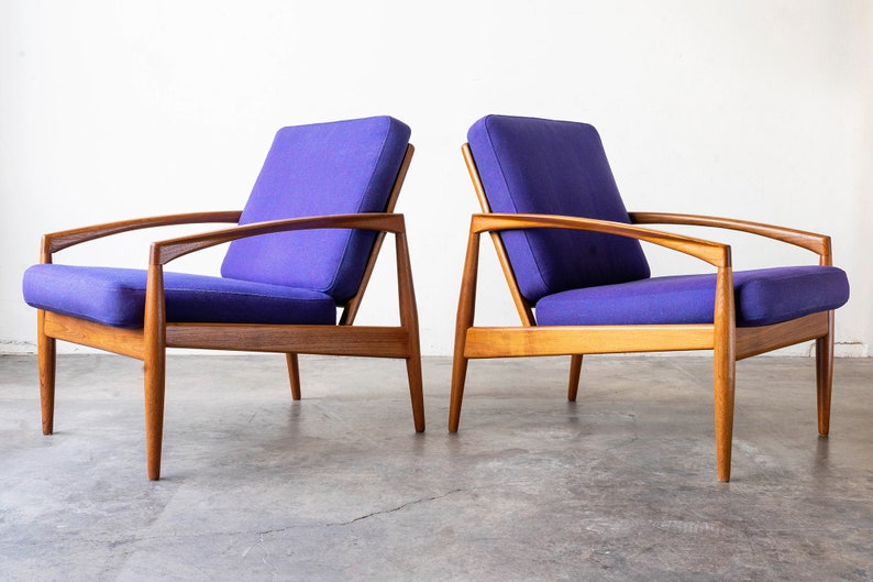 Danish Teak Paper Knife Lounge Chairs by Kai Kristiansen A Pair image 1