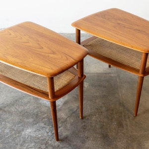 Peter Hvidt & Orla Mølgaard-Nielsen Teak and Cane Side Tables A Pair image 1