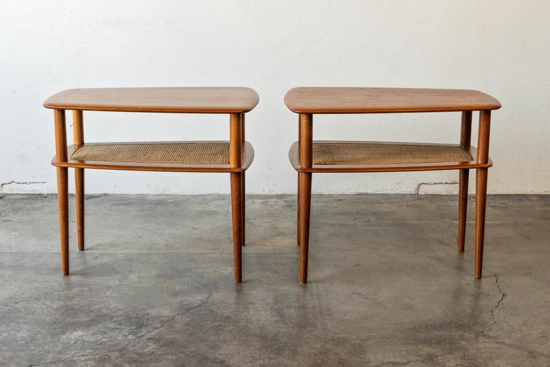 Peter Hvidt & Orla Mølgaard-Nielsen Teak and Cane Side Tables A Pair image 3