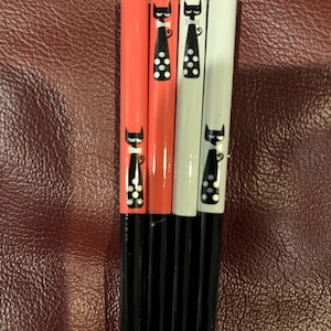Japanese Lucky Cat Silohette Style  Chopsticks- 2 color Variations w/ Free Handmade Silk Holder