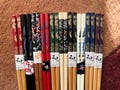 Awesome Wood Japanese Dragon Chopsticks  with Free Handmade Colorful Silk Holder--10 Variations