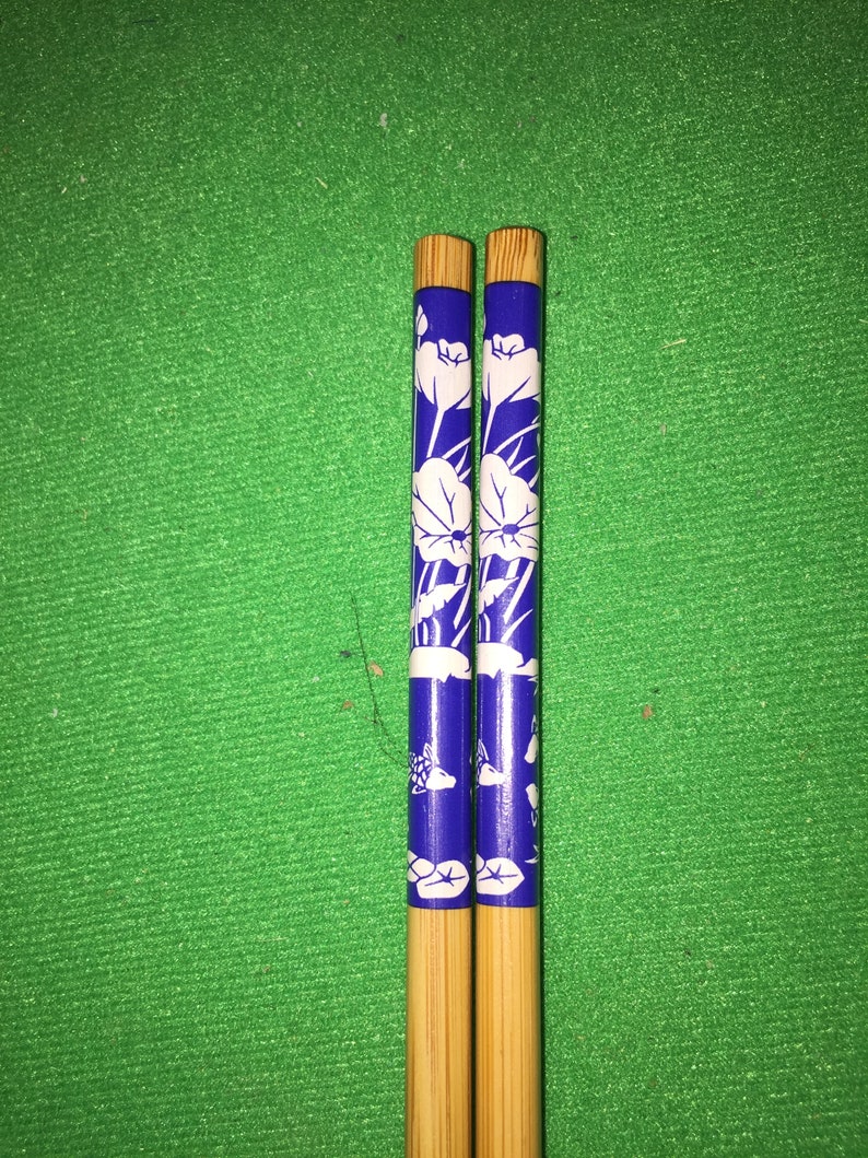 Japanese 5 Variations Blue And White Chopsticks OR Hairsticks WFree Handmade Silk Holder