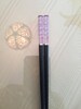 Japanese Sakura Purple Transparent Cherry Blossom Sushi Chopsticks  w/ Free Handmade Silk Holder 