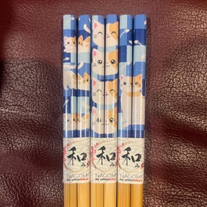 Happy Cats  Japanese Chopsticks w/ 3 Design Variations w/Free Handmade Silk Holder