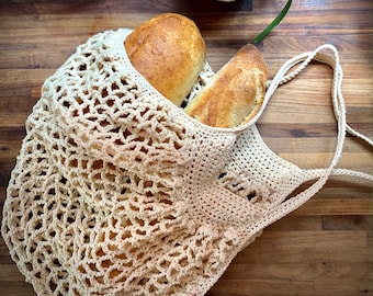 FRENCH MARKET BAG, Crochet Cotton, Reusable Grocery Bag, Net Bag, Tote Mesh Bag, Eco Friendly, Sustainable Living, farmers market bag