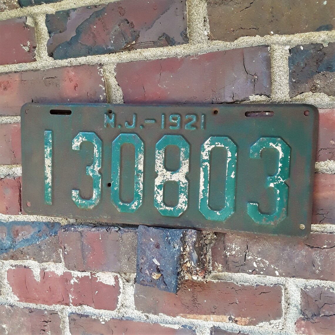 1921 New Jersey License Plate Rustic Antique Steel | Etsy