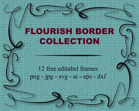 Flourish Frame Collection Set Of 12 Curly Borders Instant Etsy