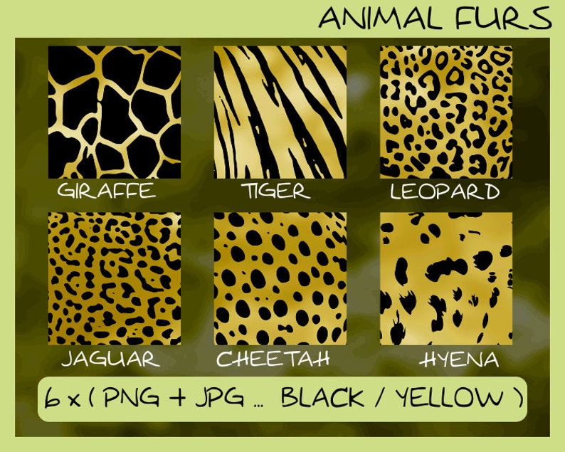Download Giraffe Tiger Jaguar 6 Different Patterns Fur Skin Png Jpg Svg Eps Dxf Files Scalable Vector Animal Furs Coat Pixel Files Leopard Clip Art Art Collectibles Delage Com Br
