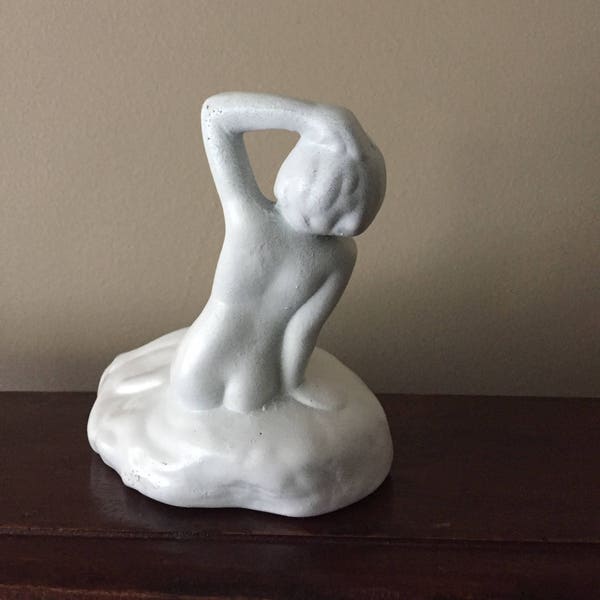 Art Deco statue, painted clay figure without any identifiable markings.  Vintage statuette from the UK, very unique and collectible.