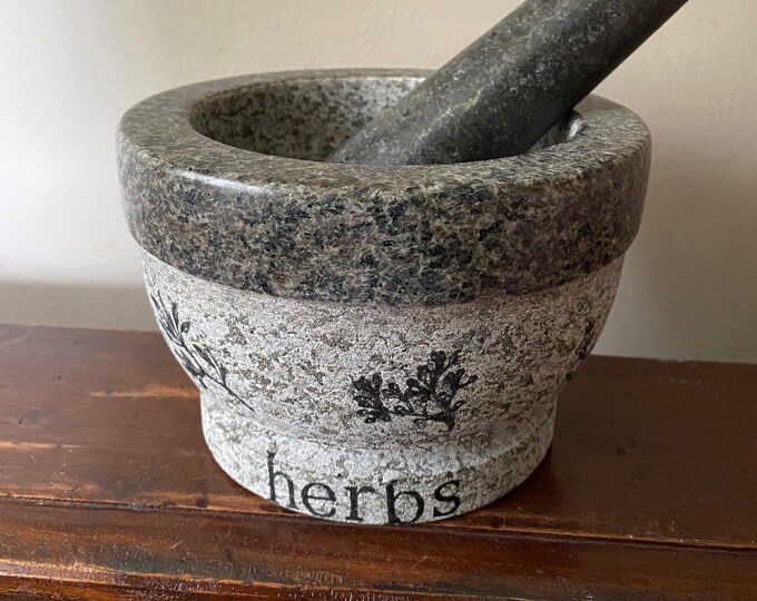 Mortar and Pestle Unpolished Granite. Large and Sturdy. Etsy