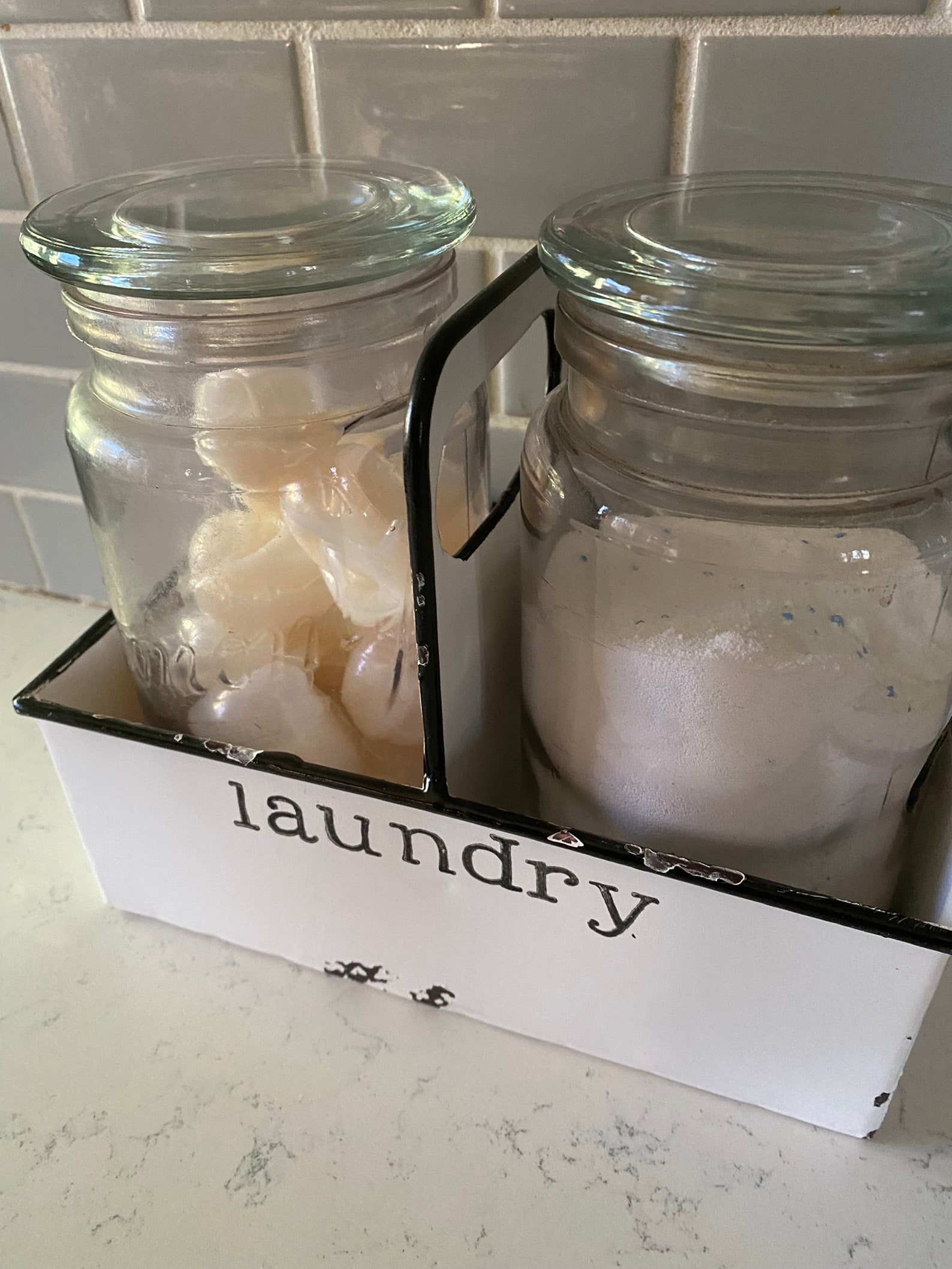 Enamelware Laundry Detergent Set. Hand Lettered Double Etsy