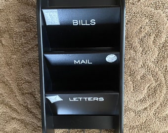 Wood mail holder, painted , labeled and stamped.   Wall mount mail holder for your office or entry way