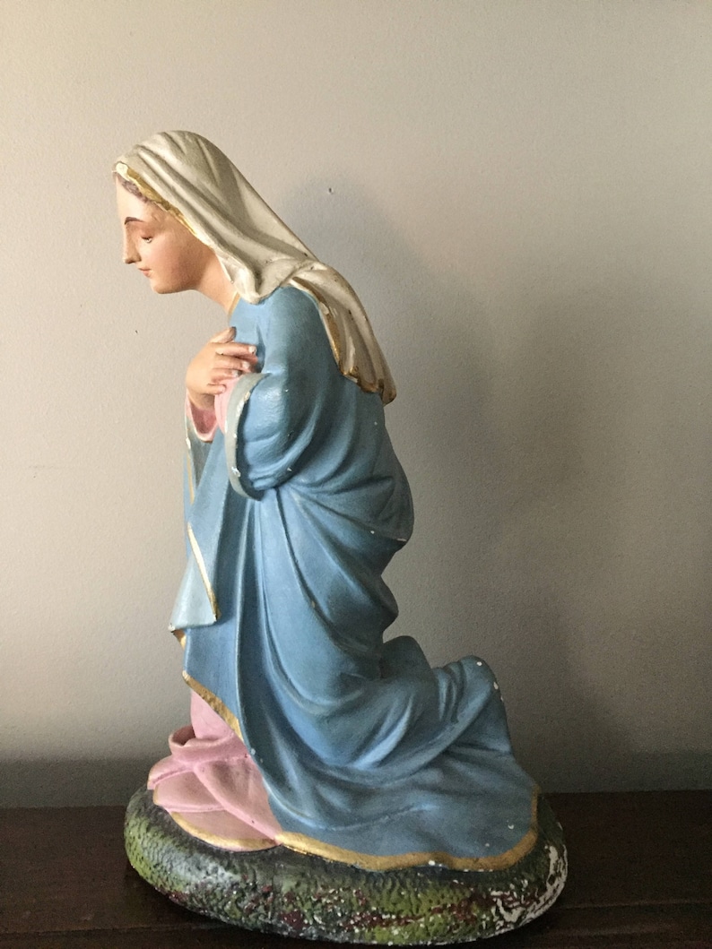 Vintage Madonna religious statue large hand painted plaster Etsy