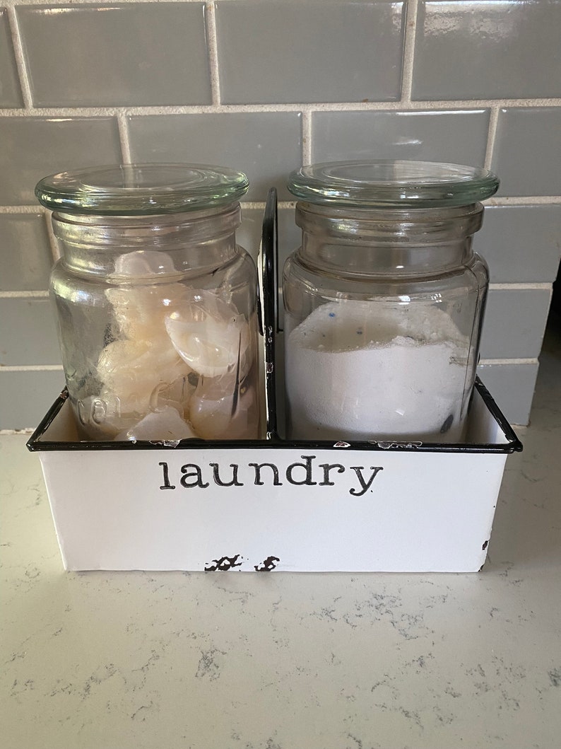 Enamelware Laundry Detergent Set. Hand Lettered Double Etsy