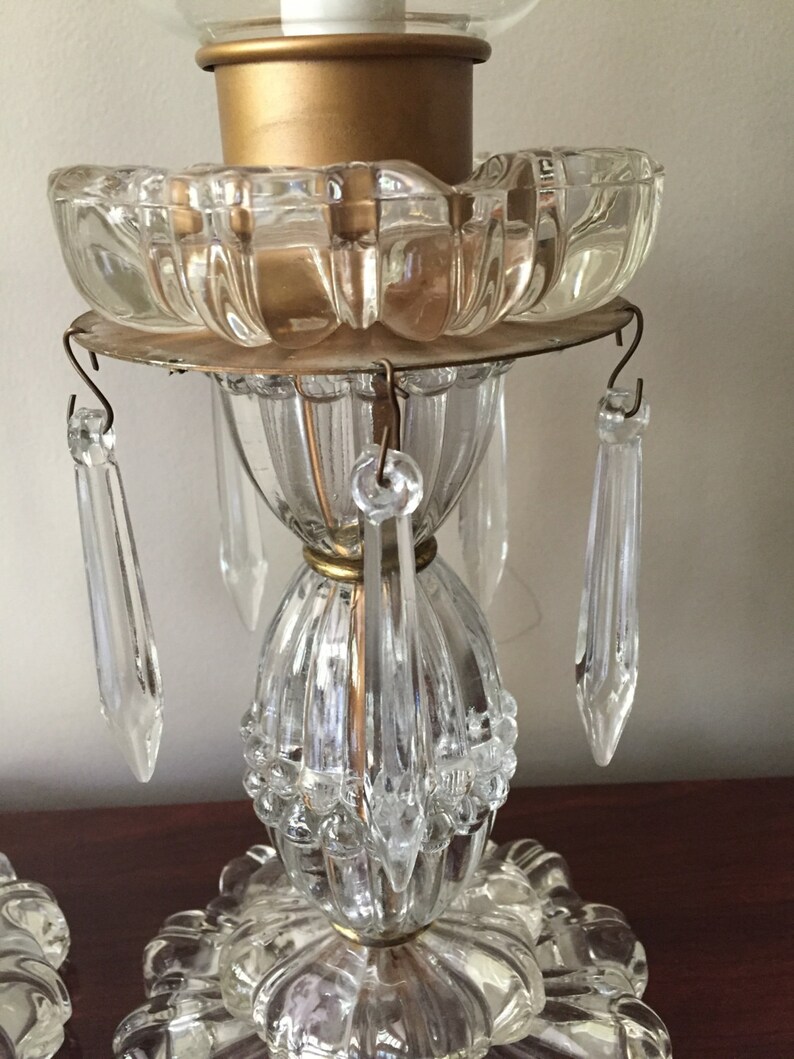Vintage crystal lamps 1 pair buffet or boudoir. Electric Etsy