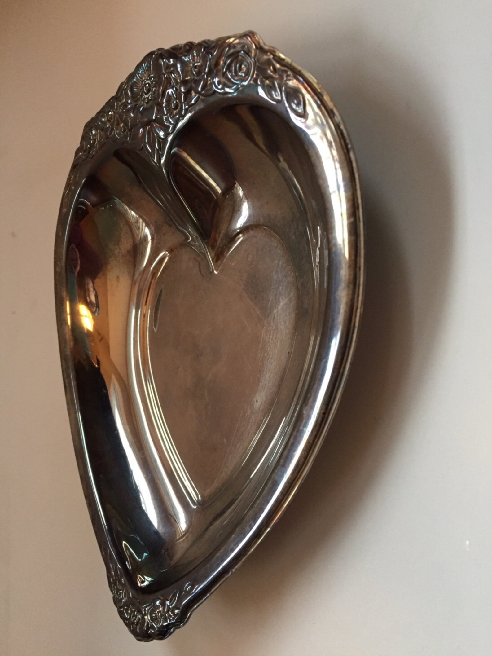 Vintage silver candy dish. Silver plate heart shaped 7 x 6 Etsy