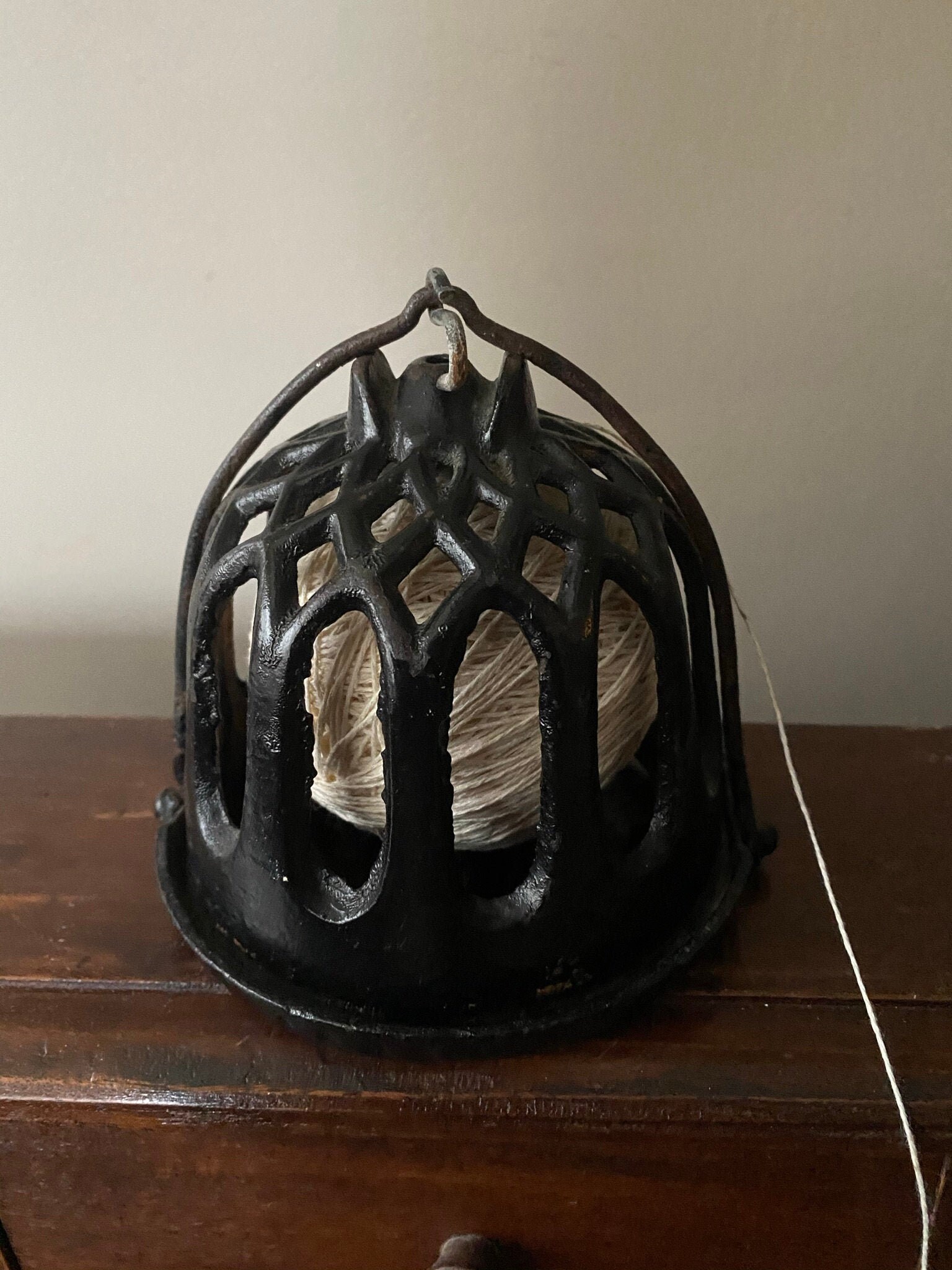 Antique Cast Iron String Holder, Beautiful and Useful Old Fashioned Grocery  or Bakery Counter Necessity 